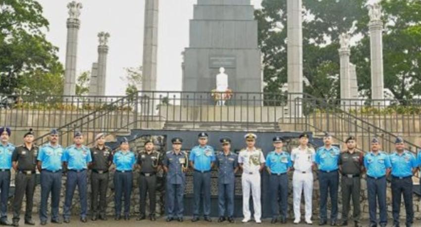 Indian military delegation at IPKF memorial